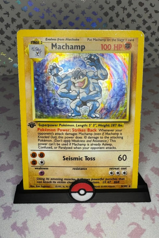 MACHAMP-POKEMON BASE SET-1st EDITION-HOLO RARE 8/102 LP/MP